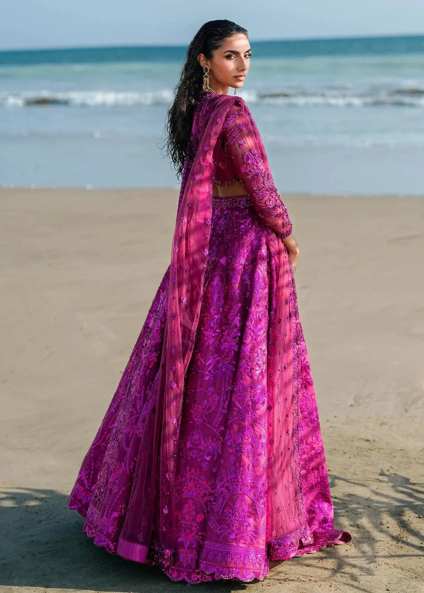 Waqas Shah Amariage Luxury Formals Magenta Net – view 2 – Poshaq