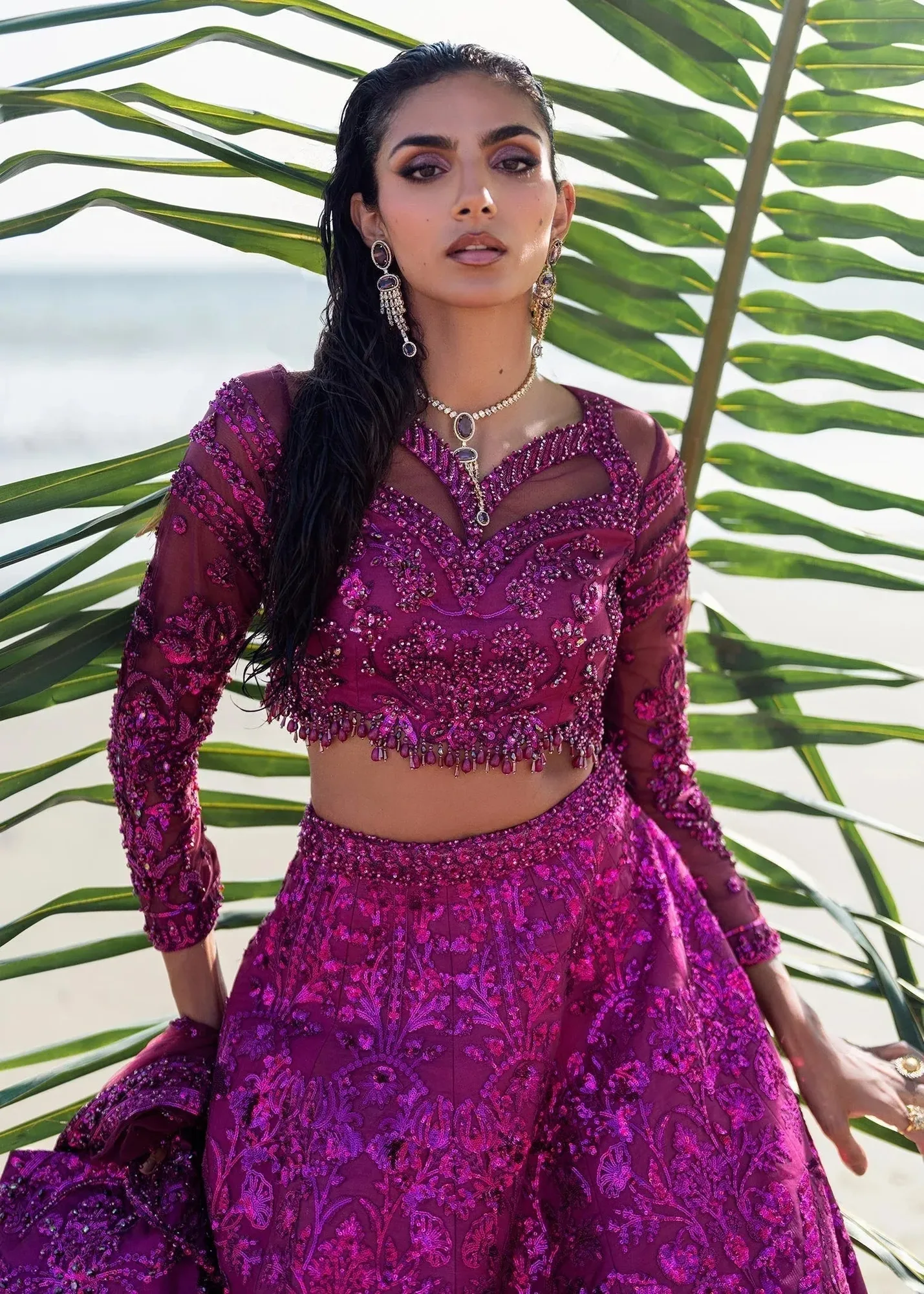 Waqas Shah Amariage Luxury Formals Magenta Net – view 3 – Poshaq