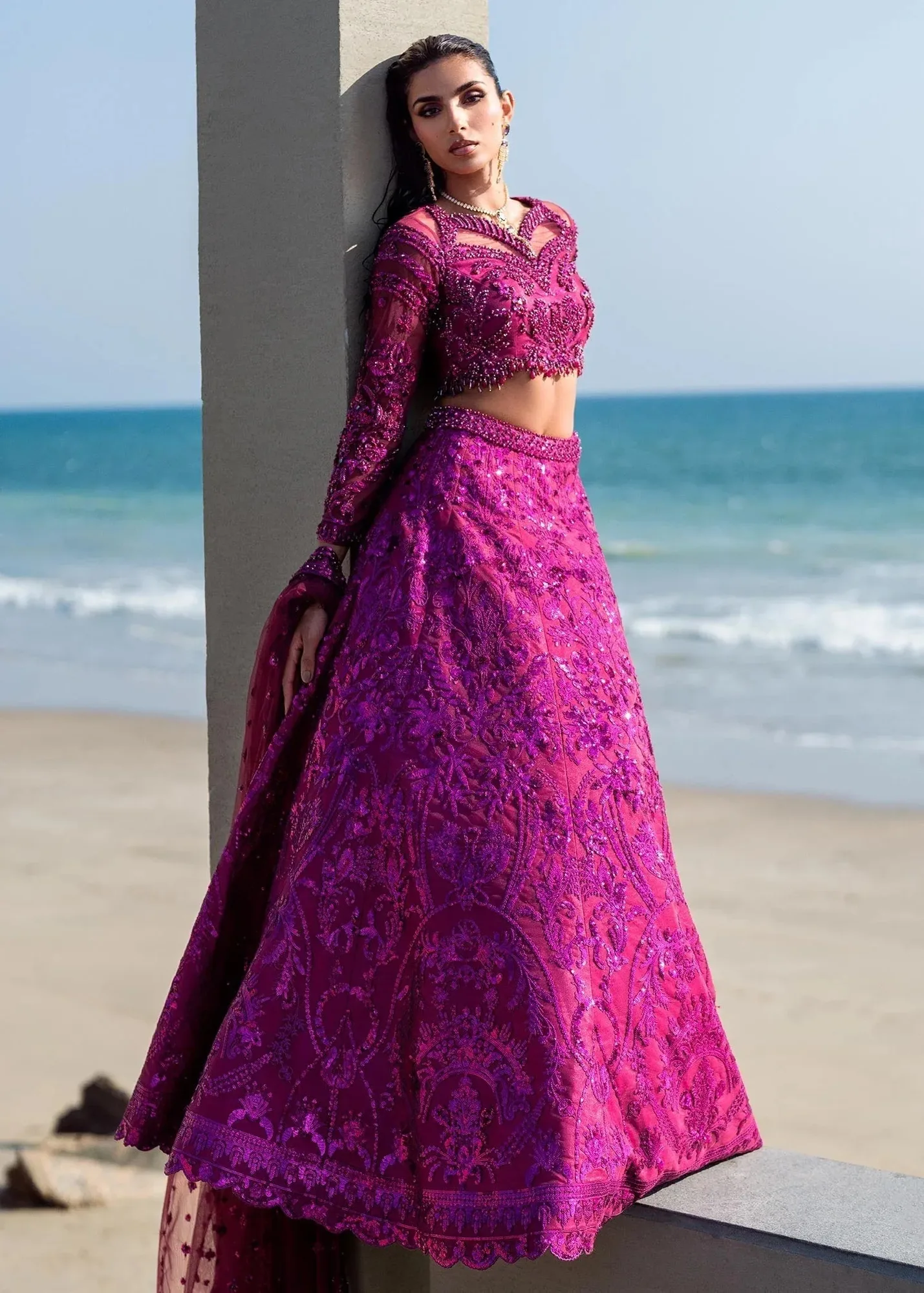 Waqas Shah Amariage Luxury Formals Magenta Net – view 5 – Poshaq