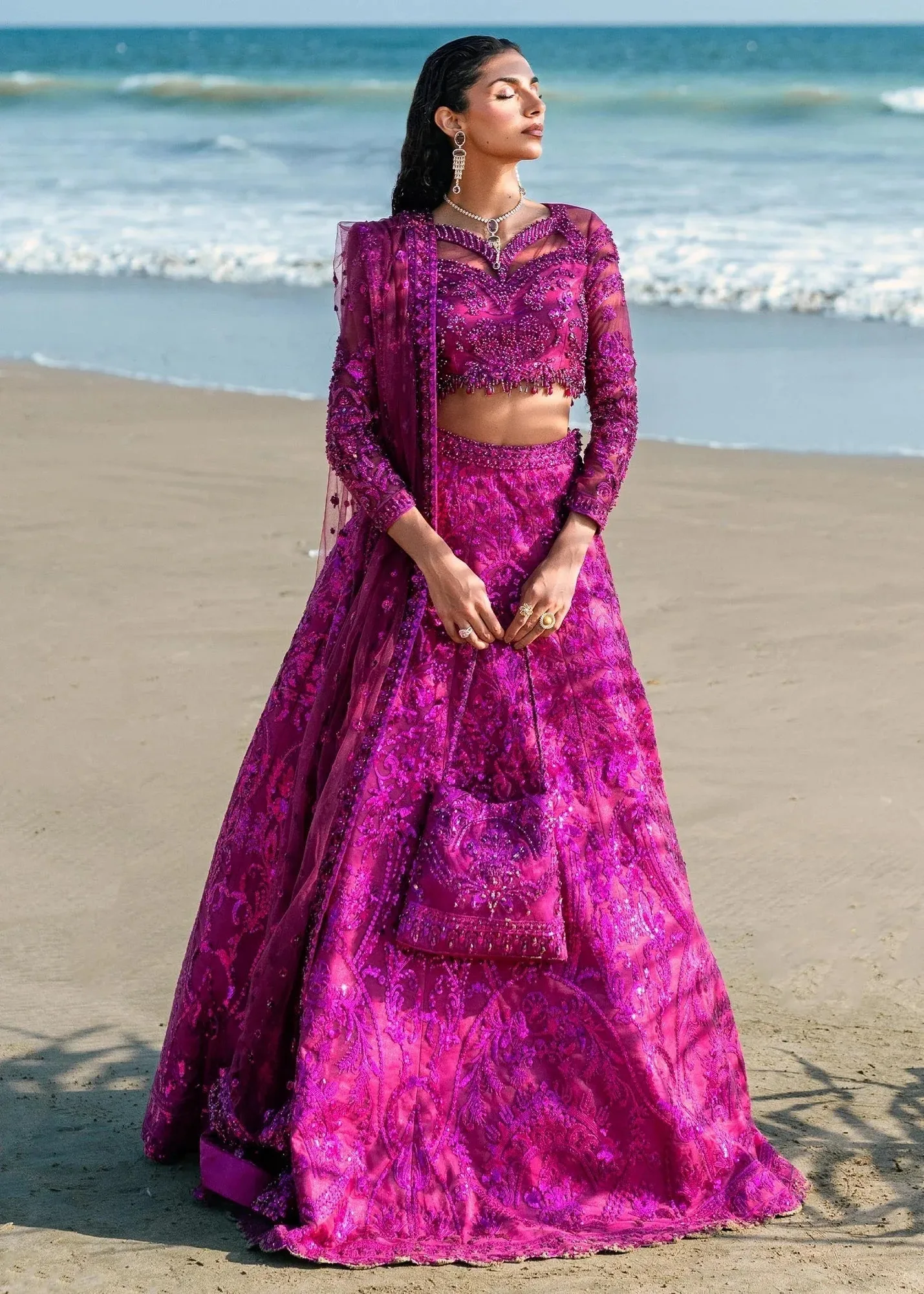 Waqas Shah Amariage Luxury Formals Magenta Net – view 6 – Poshaq