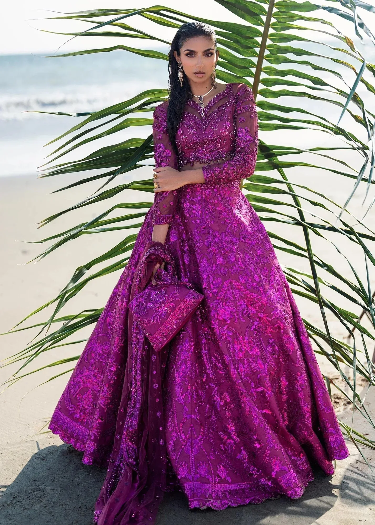Waqas Shah Amariage Luxury Formals Magenta Net – view 7 – Poshaq