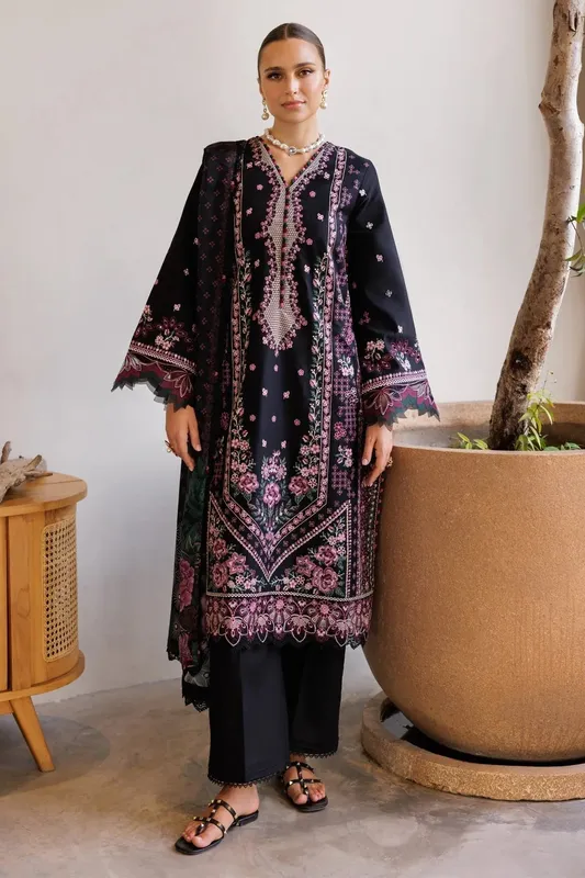 Xenia Formals Luxury Lawn 25 Black Cotton – view 1 – Poshaq