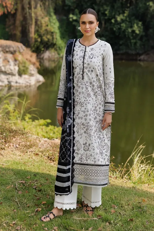 Xenia Formals Luxury Lawn 25 White Cotton – view 1 – Poshaq