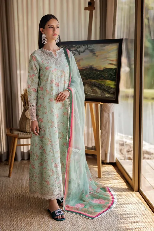 Xenia Formals Luxury Lawn 25 Mint Chiffon – view 1 – Poshaq