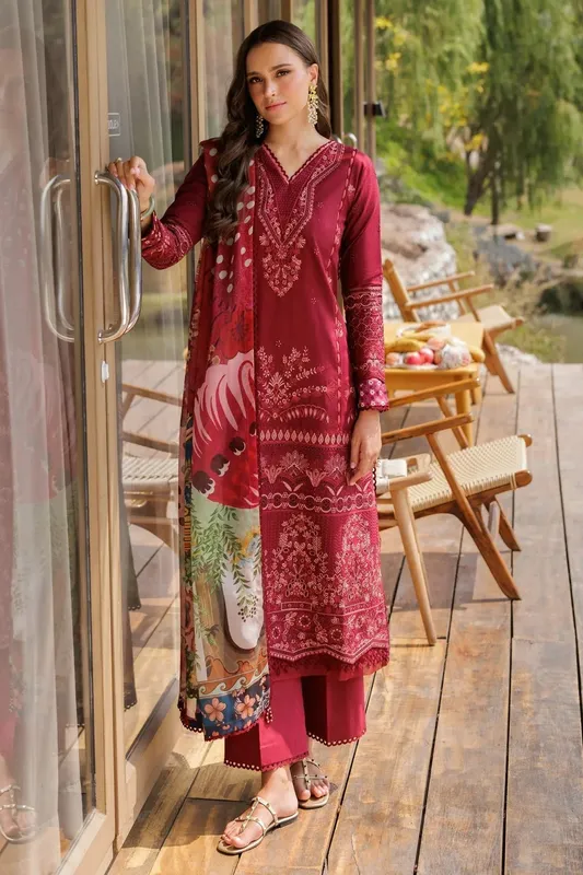 Xenia Formals Luxury Lawn 25 Red Cotton – view 1 – Poshaq