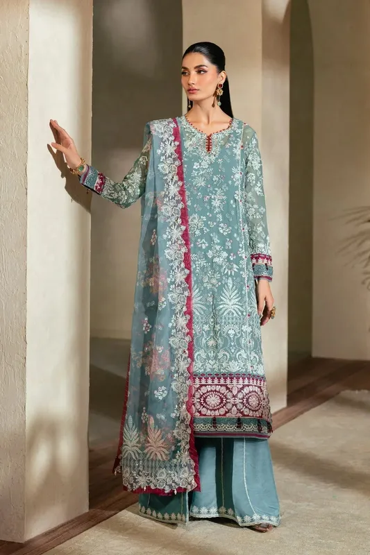Xenia Formals Niran Formals Pastel Blue Chiffon – view 1 – Poshaq