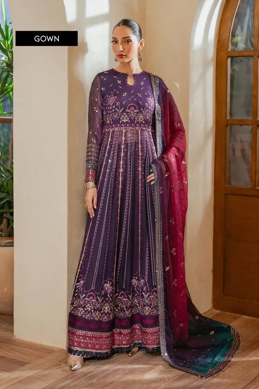 Xenia Formals Niran Formals Dark Purple Chiffon – view 1 – Poshaq