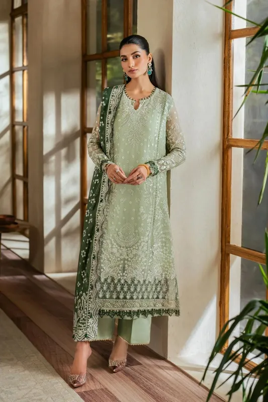 Xenia Formals Niran Formals Pastel Mint Chiffon – view 1 – Poshaq