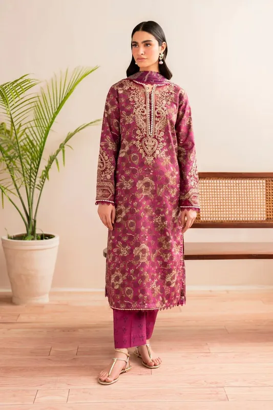 Xenia Formals Printkari 25 Vibrant Pink Silk – view 1 – Poshaq