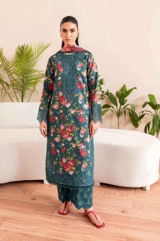 Xenia Formals Printkari 25 Eucalyptus Green Silk – view 1 – Poshaq