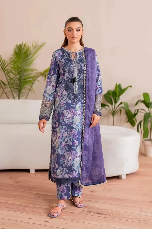 Xenia Formals Printkari 25 Blue Chiffon – view 1 – Poshaq