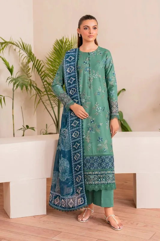 Xenia Formals Printkari 25 Mint Green Cotton – view 1 – Poshaq