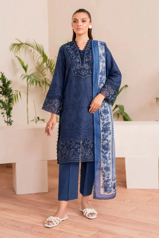 Xenia Formals Printkari 25 Blue Cotton – view 1 – Poshaq