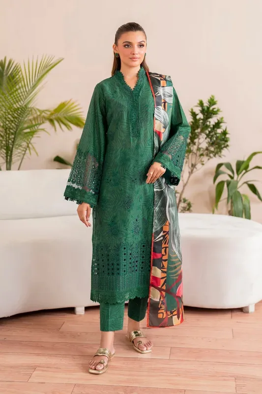 Xenia Formals Printkari 25 Teal Green Silk – view 1 – Poshaq