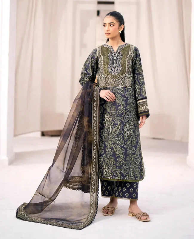 Xenia Formals Summer Soiree Lawn Grey Organza – view 1 – Poshaq