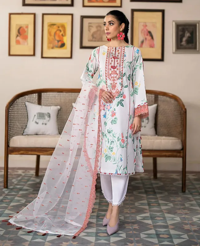 Xenia Formals Summer Soiree Lawn White Organza – view 1 – Poshaq