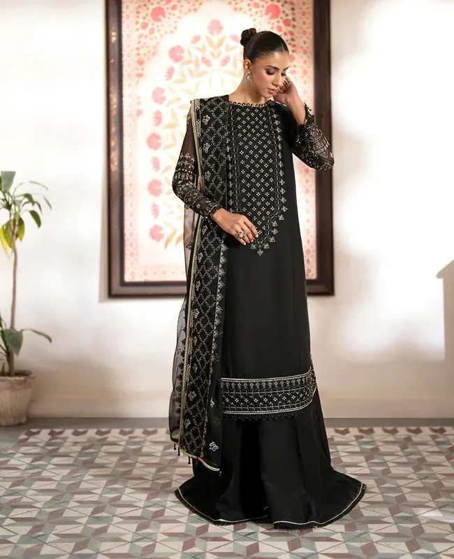 Xenia Formals Ready To Wear Dresses Black Raw Silk – view 1 – Poshaq