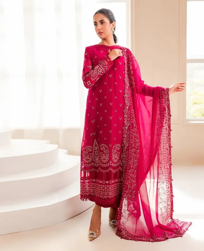 Xenia Formals Ready To Wear Dresses Pink Raw Silk – view 1 – Poshaq