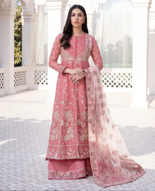 Xenia Formals Ready To Wear Dresses Pink Raw Silk – view 1 – Poshaq