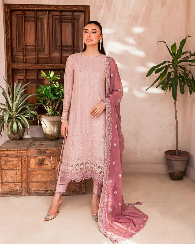 Xenia Formals Ready To Wear Dresses Pink Raw Silk – view 1 – Poshaq