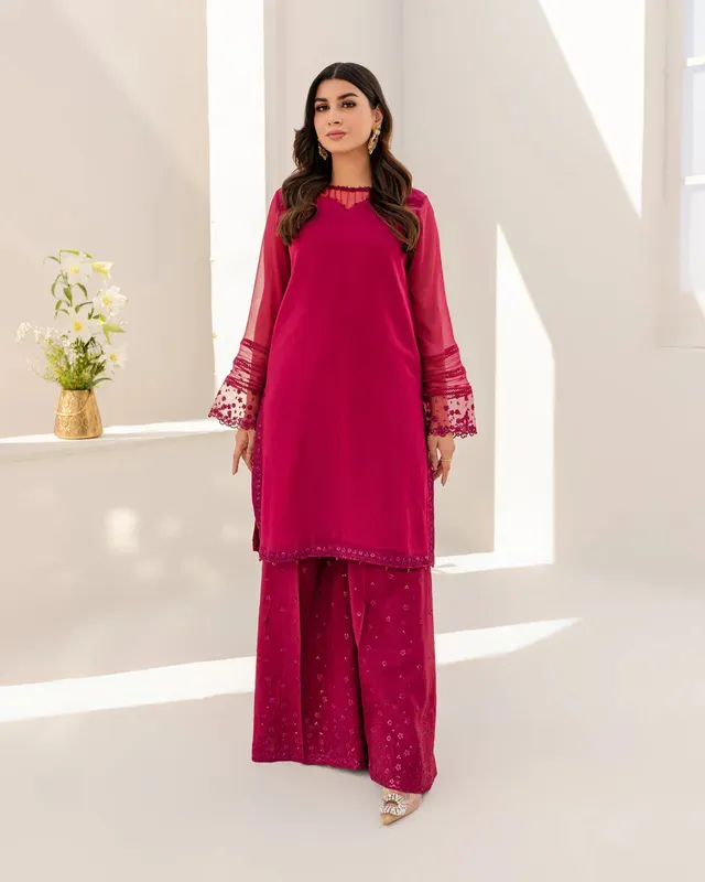 Xenia Formals Ready To Wear Dresses Pink Raw Silk – view 1 – Poshaq