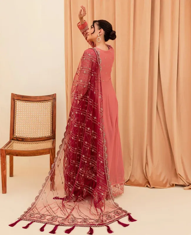 Xenia Formals Ready To Wear Dresses Pink Raw Silk – view 1 – Poshaq