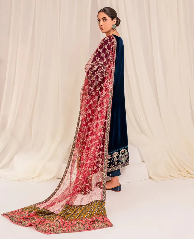 Xenia Formals Ready To Wear Dresses Blue Raw Silk – view 1 – Poshaq