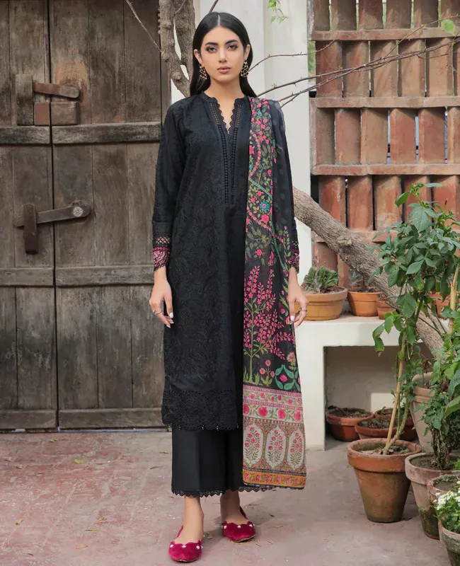 Xenia Formals Lawn Collection 24 Black Chiffon – view 1 – Poshaq