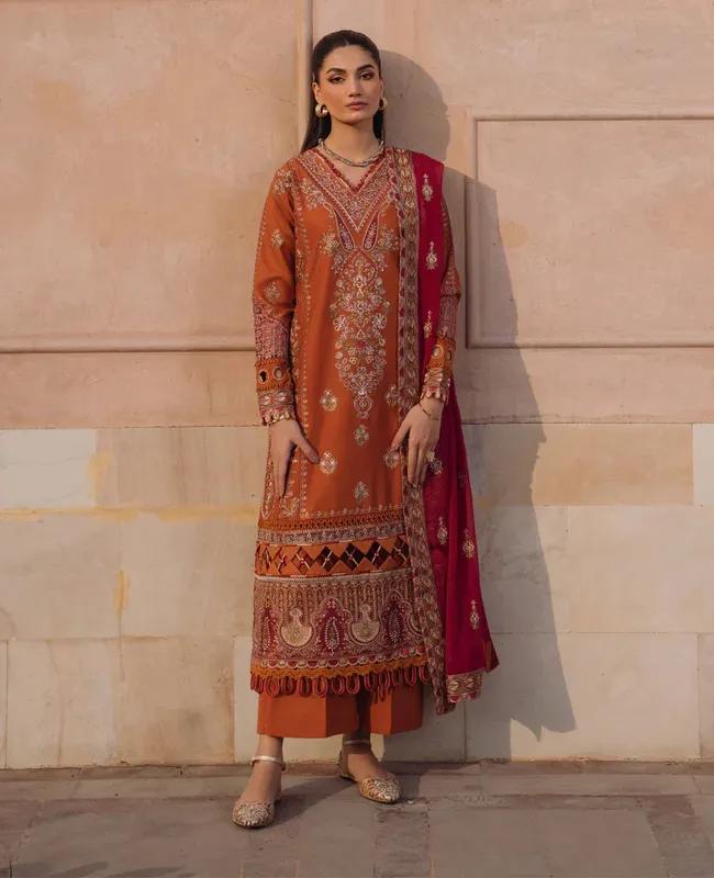 Xenia Formals Lawn Collection 24 Brown Chiffon – view 1 – Poshaq