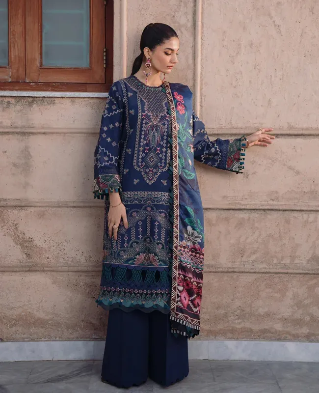 Xenia Formals Lawn Collection 24 Blue Silk – view 1 – Poshaq