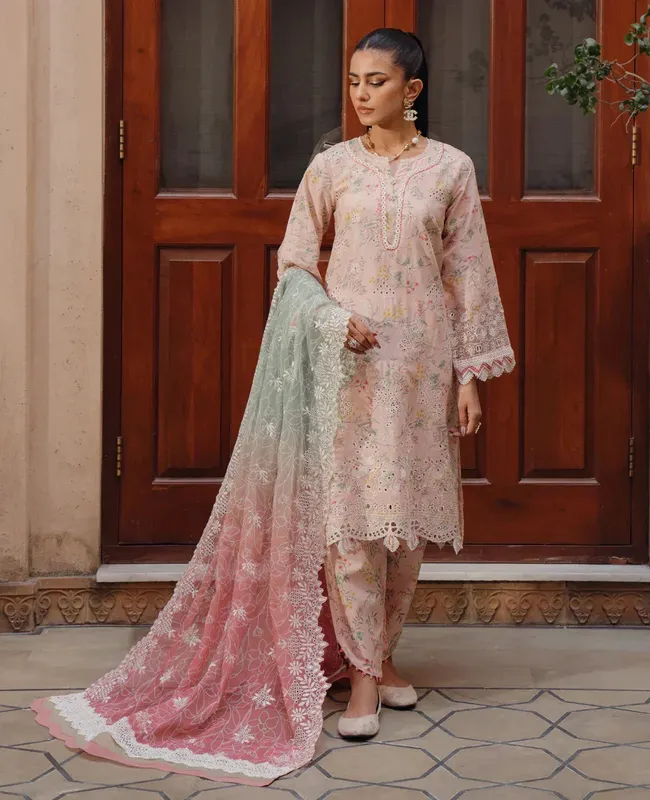Xenia Formals Lawn Collection 24 Pink Chiffon – view 1 – Poshaq