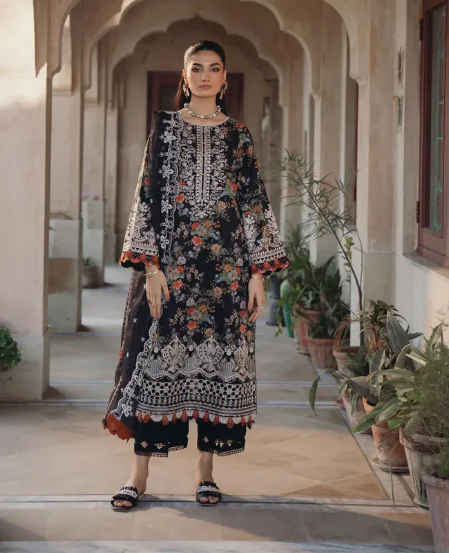 Xenia Formals Lawn Collection 24 Black Chiffon – view 1 – Poshaq