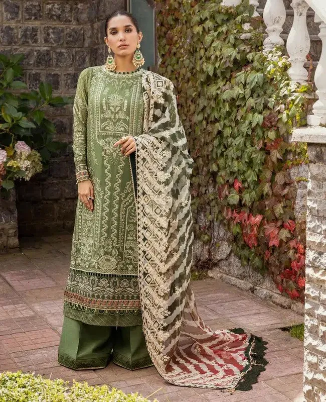 Xenia Formals Zahra Luxury Formals 23 Green Chiffon – view 1 – Poshaq