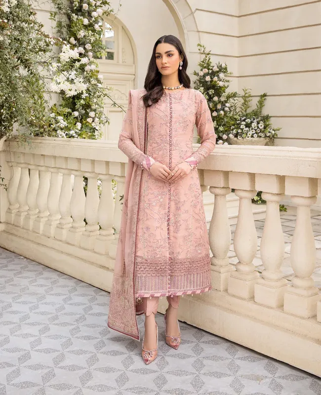 Xenia Formals Raahi Luxury Formals Pink Chiffon – view 1 – Poshaq