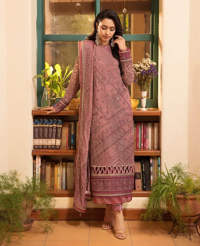Xenia Formals Raahi Luxury Formals Pink Chiffon – view 1 – Poshaq