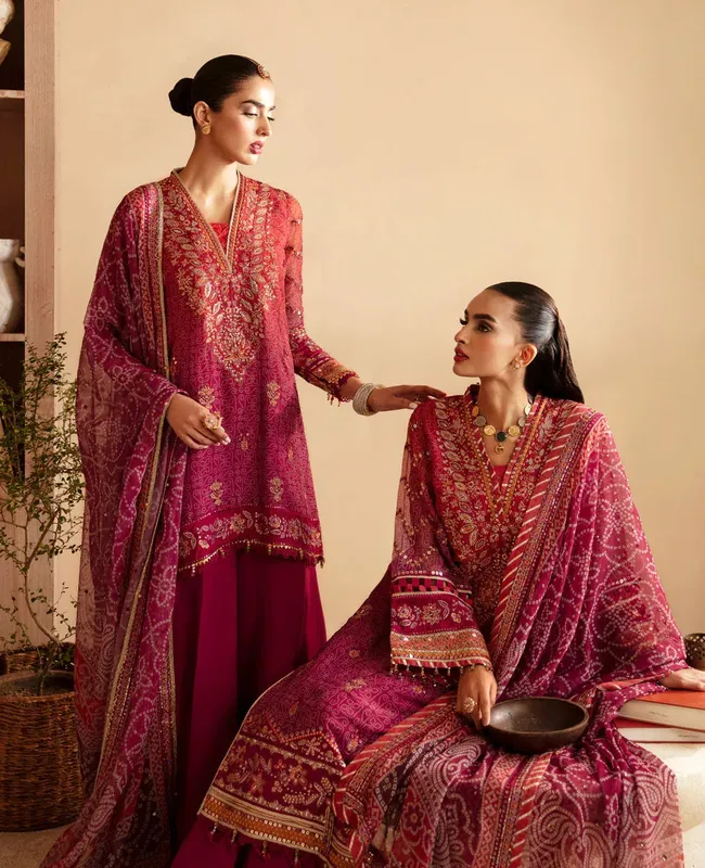 Xenia Formals Raahi Luxury Formals Magenta Chiffon – view 1 – Poshaq