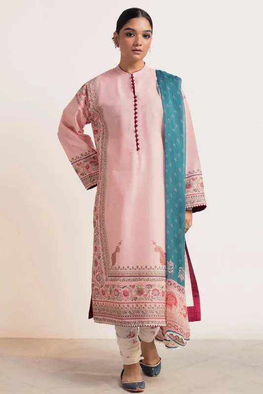 Zara Shahjahan Coco Prints 24 Pink Chiffon – view 1 – Poshaq