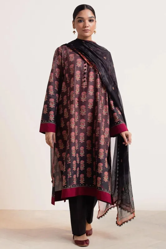 Zara Shahjahan Coco Prints 24 Purple Chiffon – view 1 – Poshaq