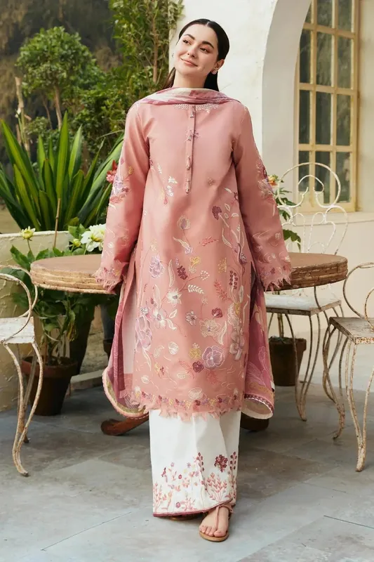 Zara Shahjahan Coco Lawn 24 Pink Organza – view 1 – Poshaq