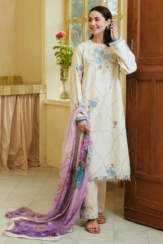Zara Shahjahan Coco Lawn 24 White Organza – view 1 – Poshaq