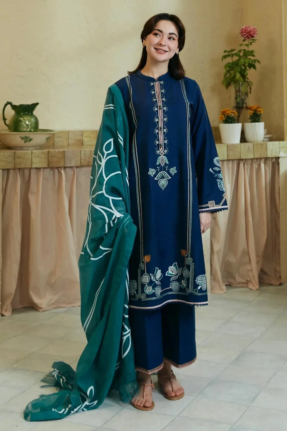 Zara Shahjahan Coco Lawn 24 Blue Jacquard – view 1 – Poshaq
