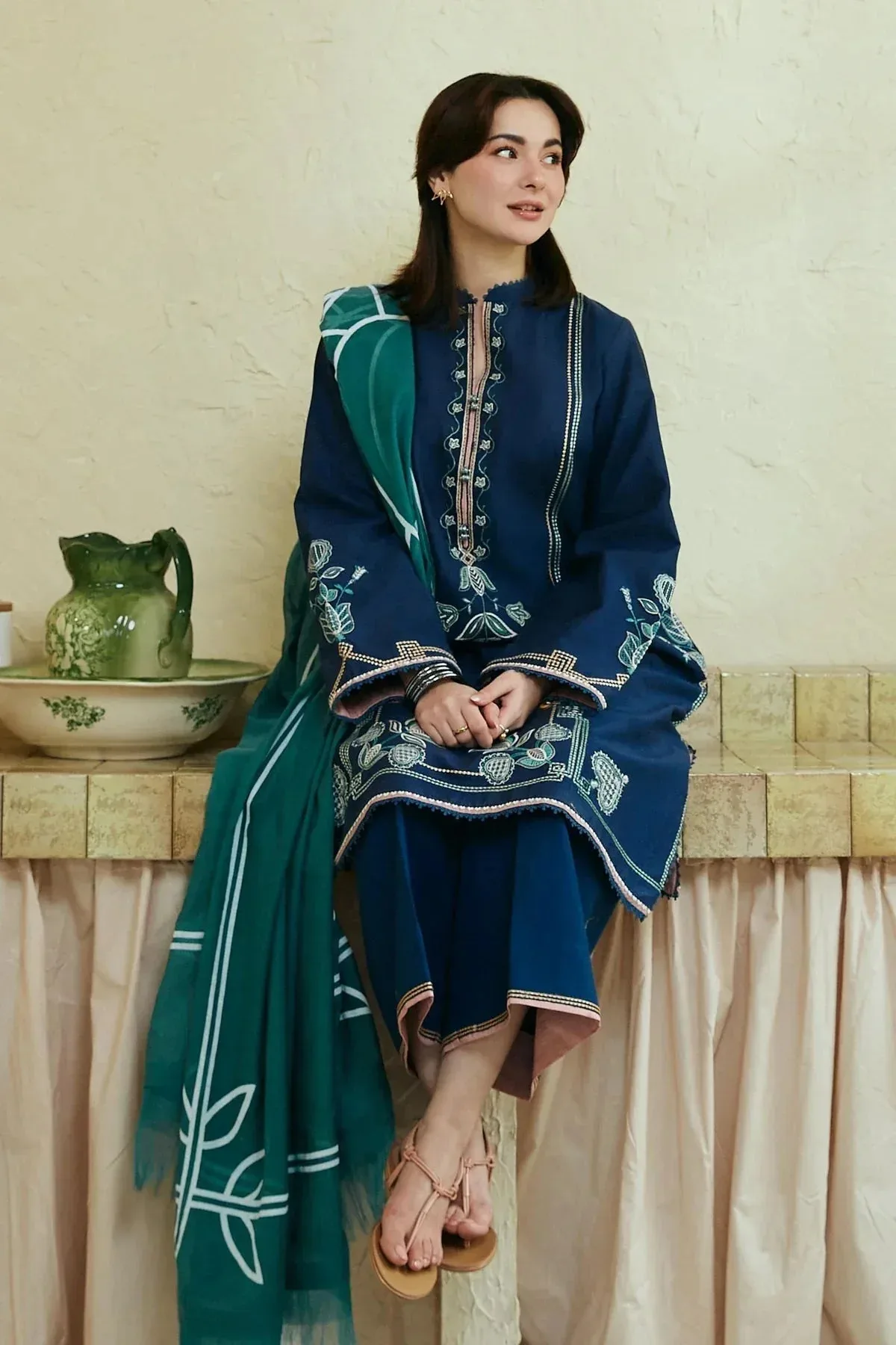 Zara Shahjahan Coco Lawn 24 Blue Jacquard – view 2 – Poshaq