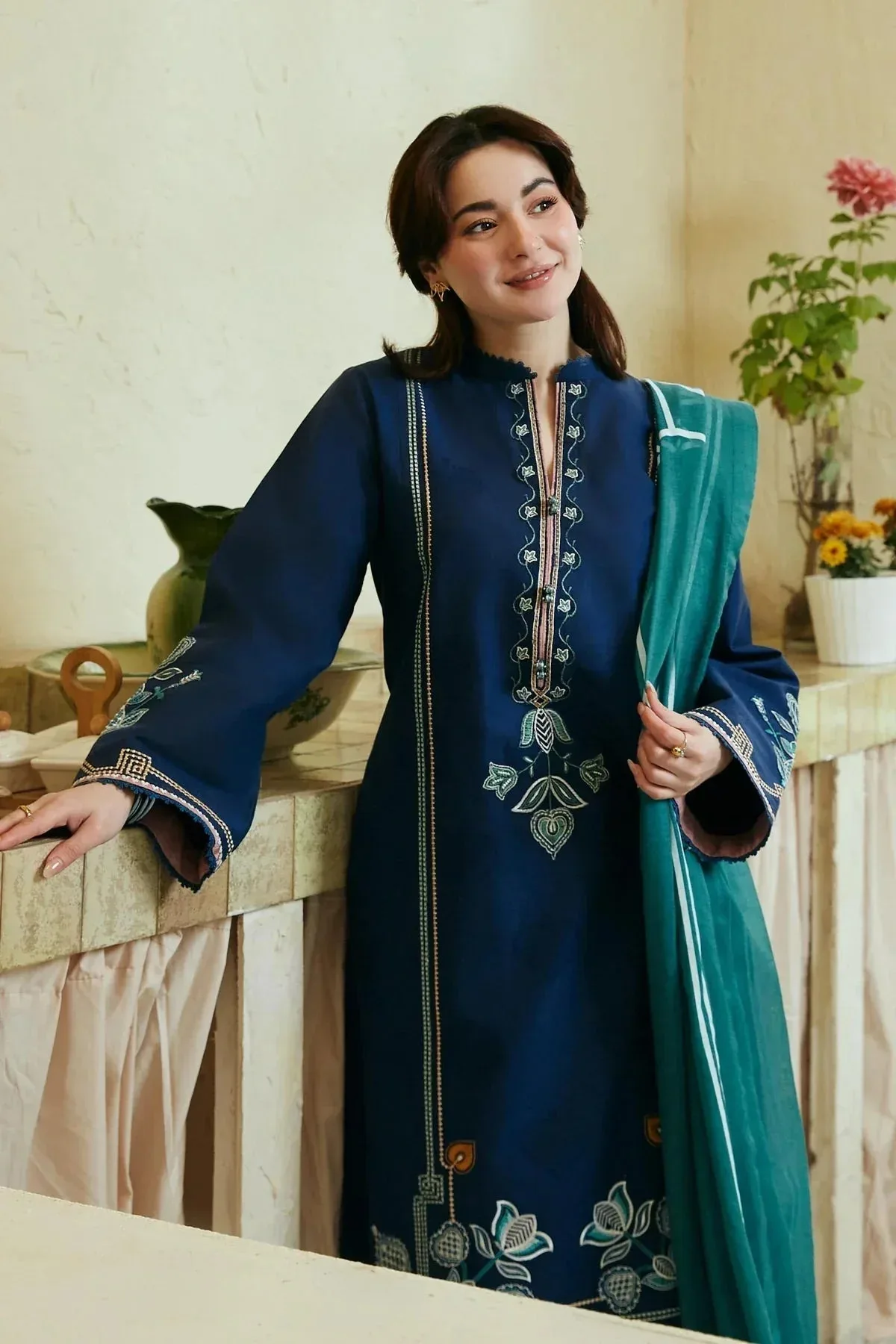Zara Shahjahan Coco Lawn 24 Blue Jacquard – view 4 – Poshaq