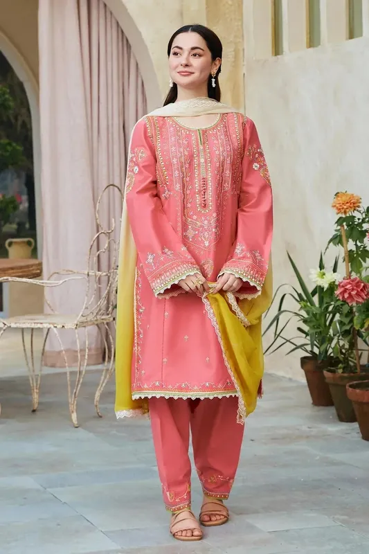 Zara Shahjahan Coco Lawn 24 Pink Organza – view 1 – Poshaq