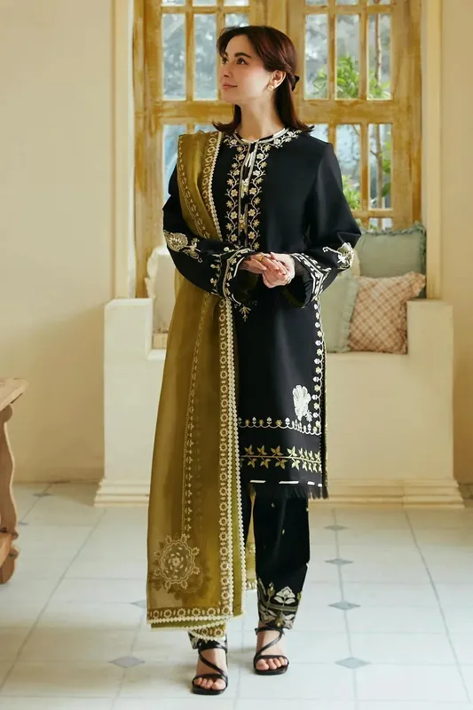 Zara Shahjahan Coco Lawn 24 Black Organza – view 1 – Poshaq