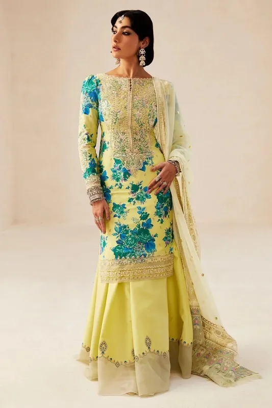 Zara Shahjahan Luxury Lawn 24 Yellow Organza – view 1 – Poshaq