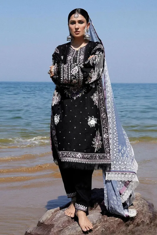 Zara Shahjahan Luxury Lawn 24 Black Jacquard – view 1 – Poshaq