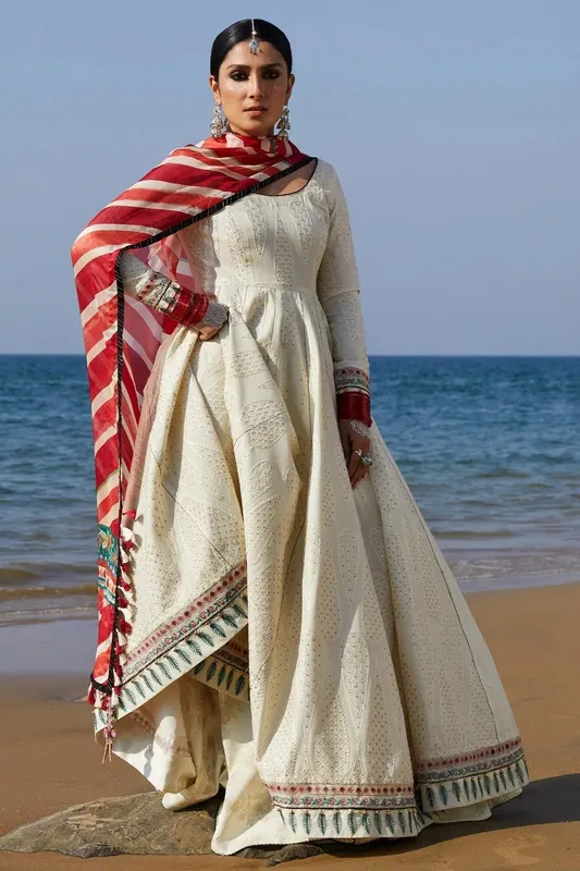 Zara Shahjahan Luxury Lawn 24 White Organza – view 1 – Poshaq