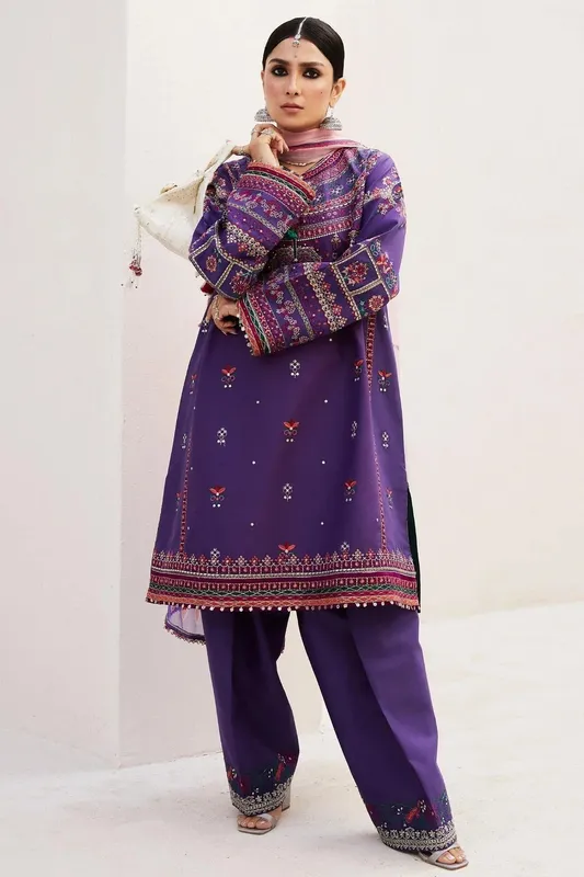 Zara Shahjahan Luxury Lawn 24 Purple Organza – view 1 – Poshaq