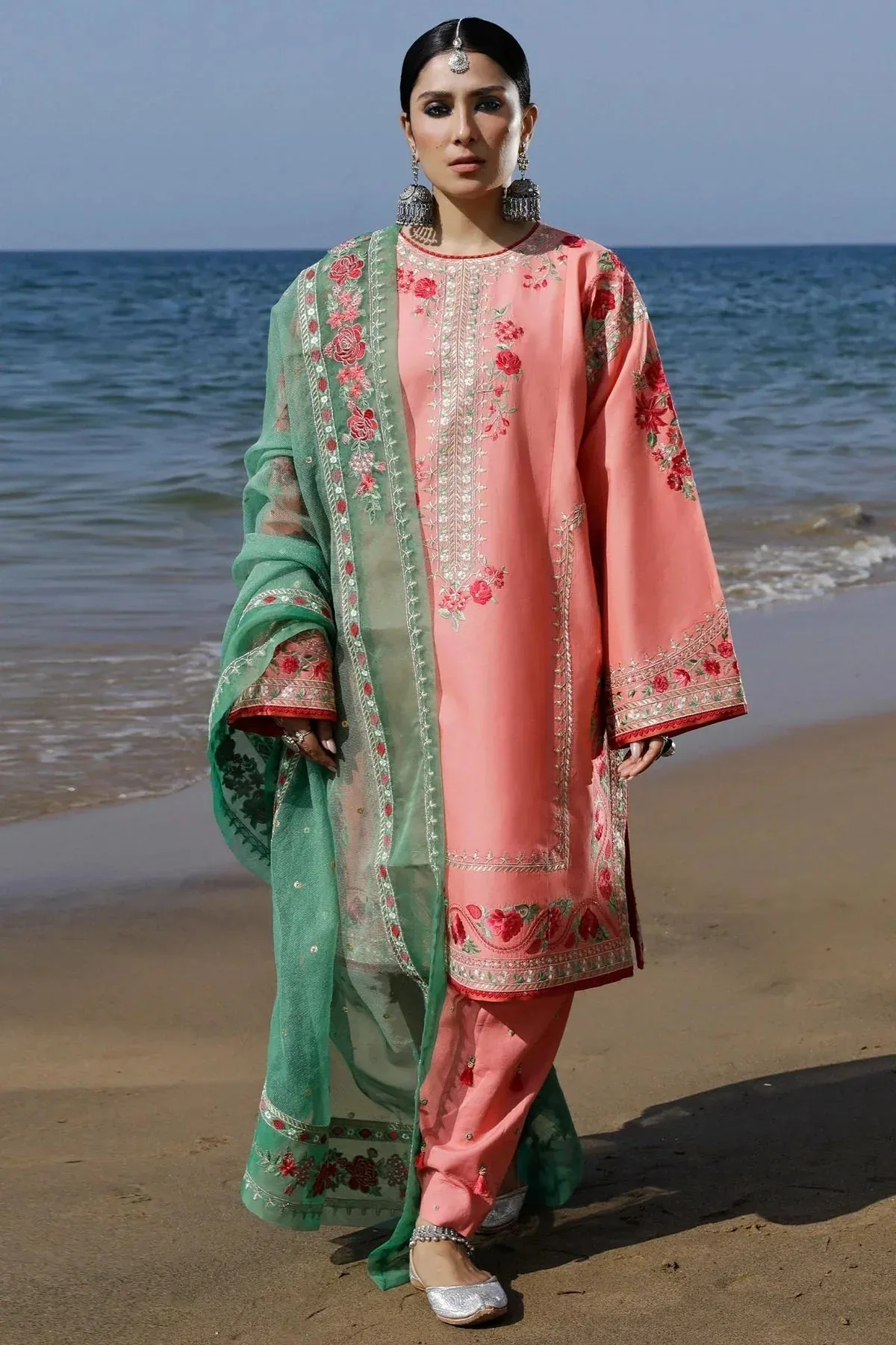 Zara Shahjahan Luxury Lawn 24 Pink Organza – view 1 – Poshaq